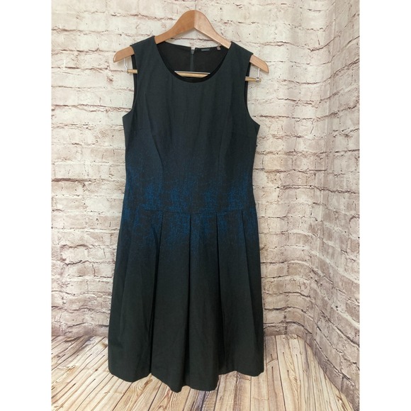 Elie Tahari Dresses & Skirts - Elie Tahari Lamb Suede Dress Womens 8 Midi A Line Black Blue Ombre Puff